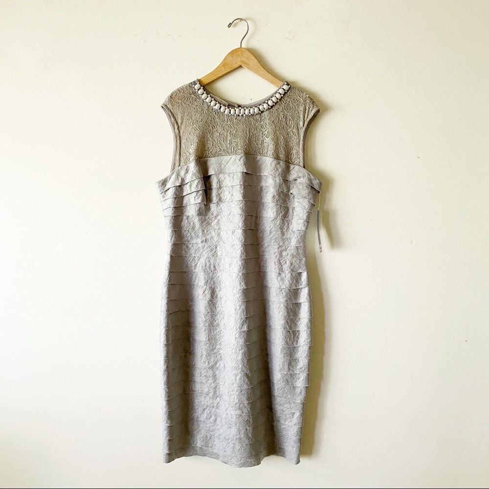 **NWT** Silver Dress w/ Jewel Collar Detail Size16